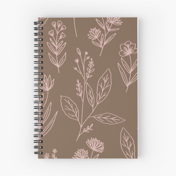 Item preview, M Vintage Botanical Herbarium Wildflower Line Art Pink Dark Brown Wallpaper designed and sold by DropRomance.