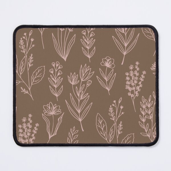 Item preview, M Vintage Botanical Herbarium Wildflower Line Art Pink Dark Brown Wallpaper designed and sold by DropRomance.
