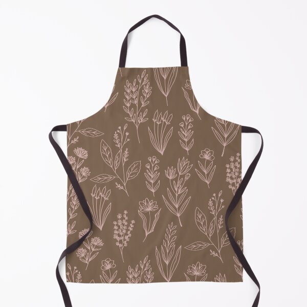 Item preview, M Vintage Botanical Herbarium Wildflower Line Art Pink Dark Brown Wallpaper designed and sold by DropRomance.