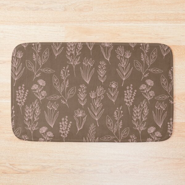 Item preview, M Vintage Botanical Herbarium Wildflower Line Art Pink Dark Brown Wallpaper designed and sold by DropRomance.