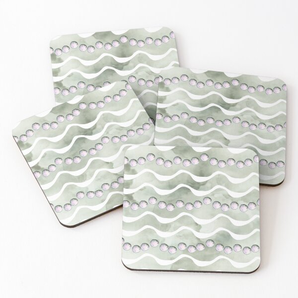 Item preview, ​Sage Green Waves & Pearl Minimal Watercolor Pattern designed and sold by Jyoti-Quotes.