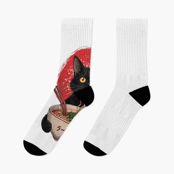 Item preview, Black Cat Eating Ramen Sticker designed and sold by ZenOtaku Lab.