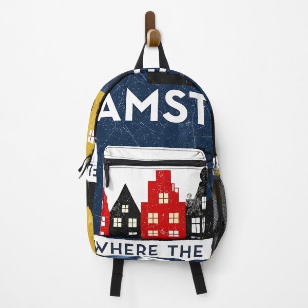 Item preview, Amsterdam Netherlands Travel Souvenir - Canal Houses & Bicycle Retro Art designed and sold by OzzFrequency.