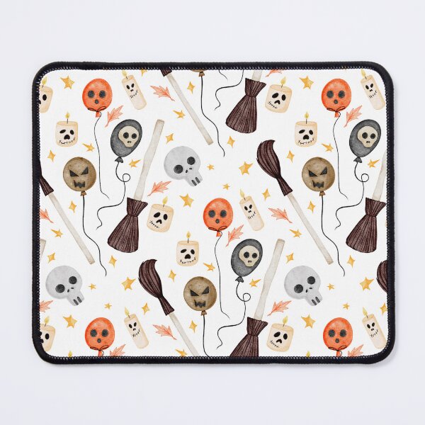 Item preview, Cute Watercolor Witch Brooms and Spooky Balloons Halloween Pattern designed and sold by svitlaarty.