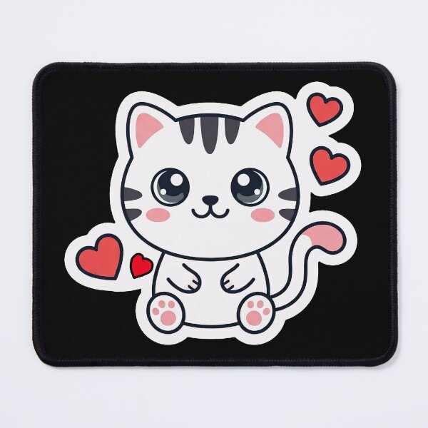 Item preview, Cute Kawaii Kitten with Hearts designed and sold by SK ArtNest.