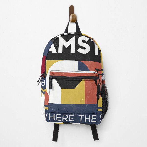 Item preview, Amsterdam Netherlands Travel Souvenir - Canal Houses & Bicycle Retro Art designed and sold by OzzFrequency.