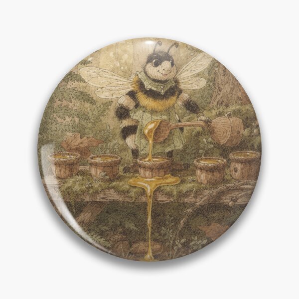 Item preview, Bumblebee Folk Bottling Clover Honey in a Nutshell Storybook Art designed and sold by PictorialWhimsy.