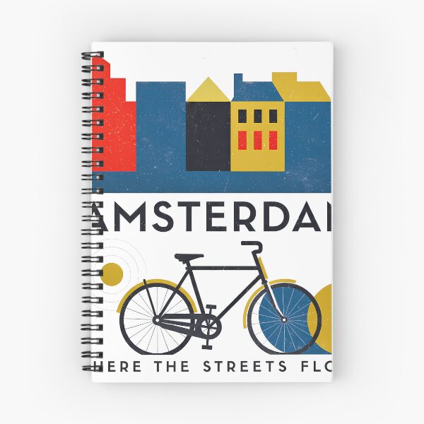 Item preview, Amsterdam Netherlands Travel Souvenir - Canal Houses & Bicycle Retro Art designed and sold by OzzFrequency.
