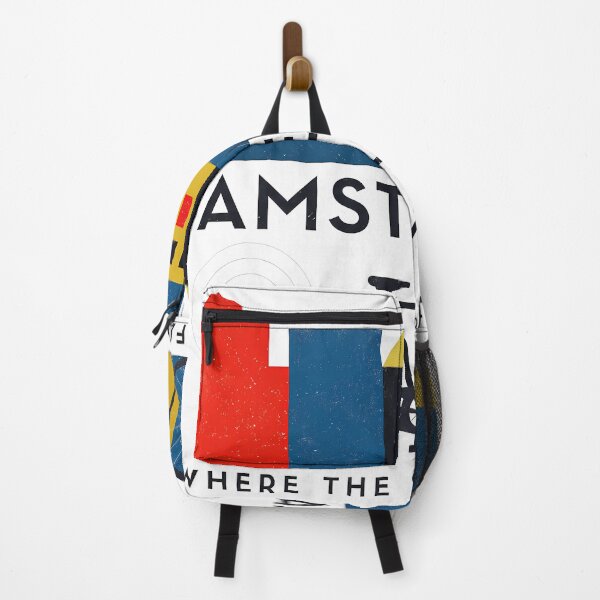Item preview, Amsterdam Netherlands Travel Souvenir - Canal Houses & Bicycle Retro Art designed and sold by OzzFrequency.