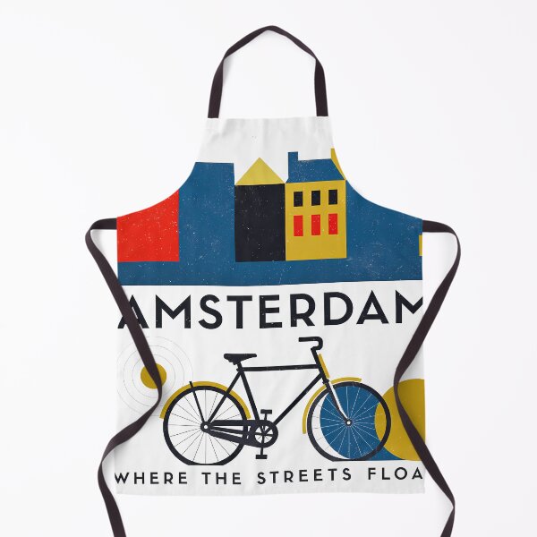 Item preview, Amsterdam Netherlands Travel Souvenir - Canal Houses & Bicycle Retro Art designed and sold by OzzFrequency.