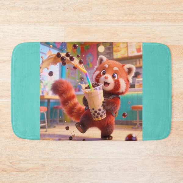 Item preview, Cute Red Panda Holding Bubble Tea Cartoon designed and sold by OksArtStudio.