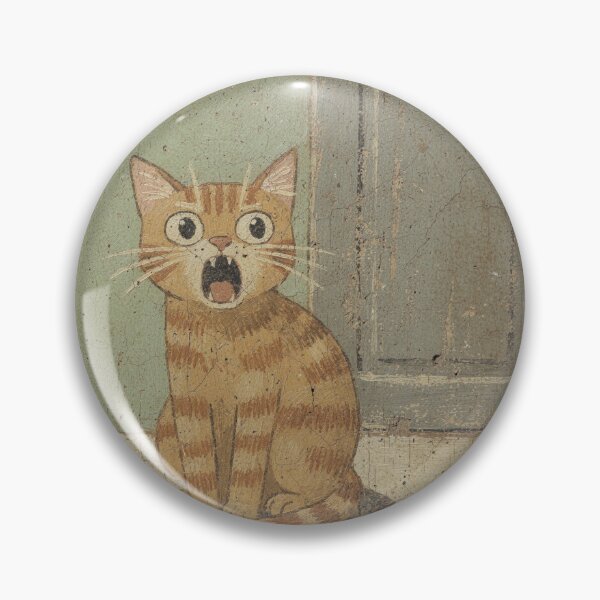 Item preview, Ginger Cat Meowing at a Closed Door for No Reason Folk Art designed and sold by PictorialWhimsy.
