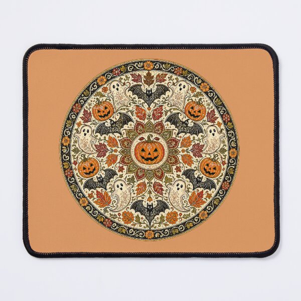 Item preview, Halloween Pumpkin Ghost Bat Leaf Mandala Pattern designed and sold by Ink Matrix.