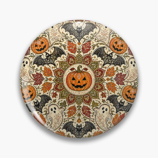 Item preview, Halloween Pumpkin Ghost Bat Leaf Mandala Pattern designed and sold by Ink Matrix.
