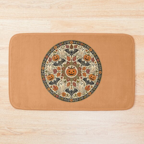 Item preview, Halloween Pumpkin Ghost Bat Leaf Mandala Pattern designed and sold by Ink Matrix.