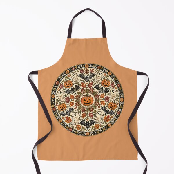 Item preview, Halloween Pumpkin Ghost Bat Leaf Mandala Pattern designed and sold by Ink Matrix.