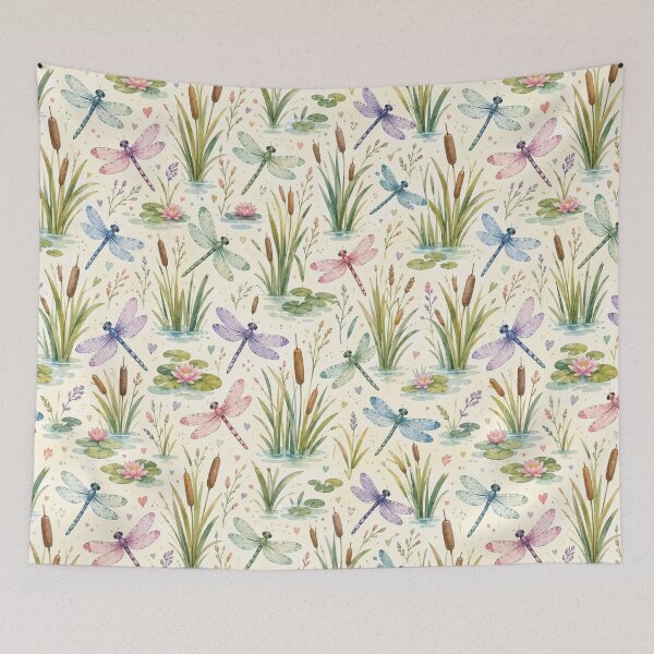 Item preview, Dragonflies and reeds designed and sold by Side Quest Co..