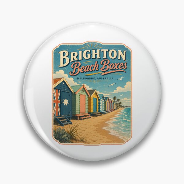 Item preview, Brighton Beach Boxes Melbourne Vintage Poster | Retro Australian Coastal Bathing Box Travel Art designed and sold by Globalcitytees.