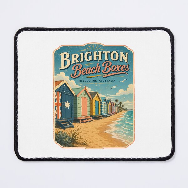 Item preview, Brighton Beach Boxes Melbourne Vintage Poster | Retro Australian Coastal Bathing Box Travel Art designed and sold by Globalcitytees.