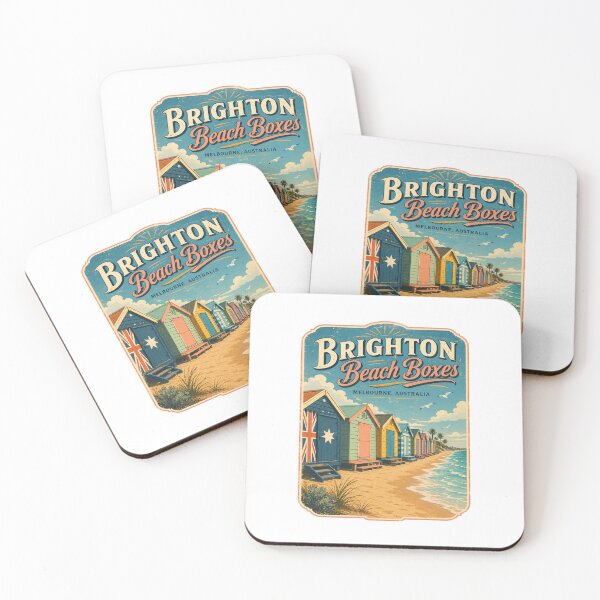 Item preview, Brighton Beach Boxes Melbourne Vintage Poster | Retro Australian Coastal Bathing Box Travel Art designed and sold by Globalcitytees.