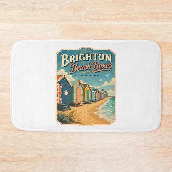 Item preview, Brighton Beach Boxes Melbourne Vintage Poster | Retro Australian Coastal Bathing Box Travel Art designed and sold by Globalcitytees.