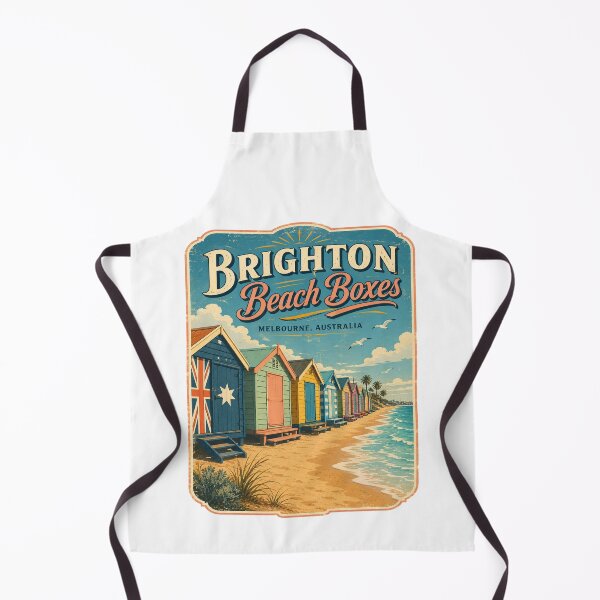 Item preview, Brighton Beach Boxes Melbourne Vintage Poster | Retro Australian Coastal Bathing Box Travel Art designed and sold by Globalcitytees.