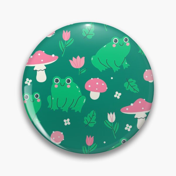 Artikelvorschau, Niedliches Frosch- und rosa Pilzmuster (nahtlos) | Kawaii-Wald-Cottagecore-Ästhetik | Naturmotiv für Froschliebhaber entworfen und verkauft von RJACreative.