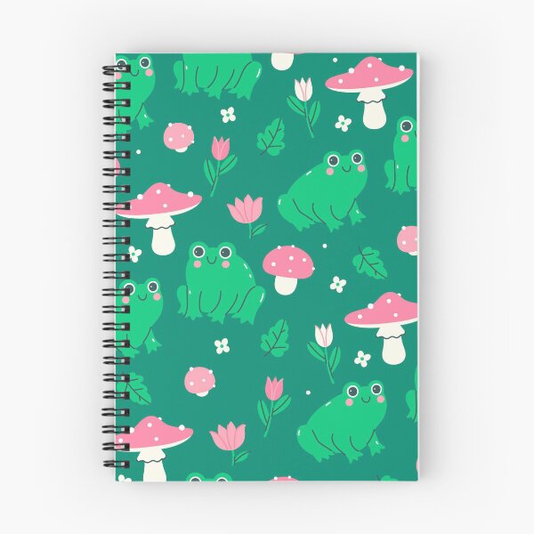 Item preview, Cute Frog & Pink Mushroom Seamless Pattern | Kawaii Forest Cottagecore Aesthetic | Frog Lover Nature Print designed and sold by RJACreative.