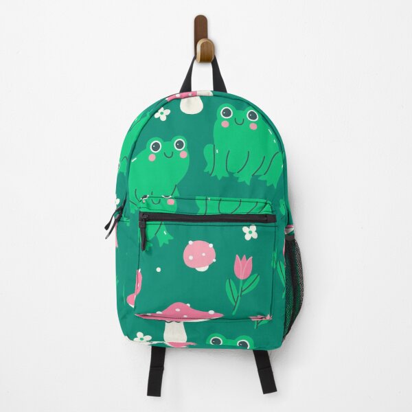 Item preview, Cute Frog & Pink Mushroom Seamless Pattern | Kawaii Forest Cottagecore Aesthetic | Frog Lover Nature Print designed and sold by RJACreative.
