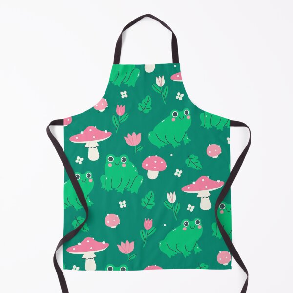 Item preview, Cute Frog & Pink Mushroom Seamless Pattern | Kawaii Forest Cottagecore Aesthetic | Frog Lover Nature Print designed and sold by RJACreative.