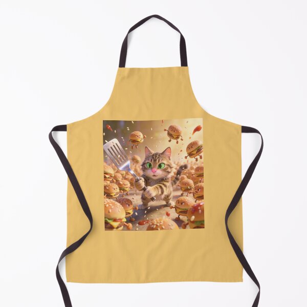Item preview, Funny Cat Fighting Angry Living Burgers Cartoon designed and sold by OksArtStudio.
