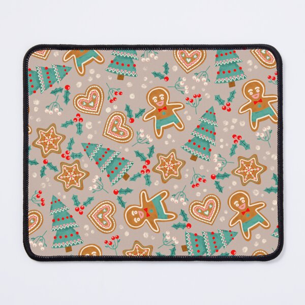 Item preview, L Christmas Gingerbread Men Teal Trees Holiday Cookies Cozy Winter Fabric designed and sold by DropRomance.