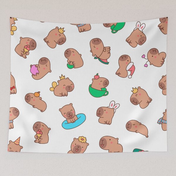 Item preview, Cute Capybara Pattern | Kawaii Capybara Seamless Pattern | Adorable Capybara Doodles | Cozy Animal Print | Whimsical Cartoon Capybara Design designed and sold by RJACreative.
