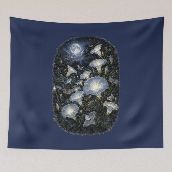 Item preview, Moonflower Night Garden Illustration – Glowing Midnight Bloom Design Art designed and sold by MagicMakerPh.
