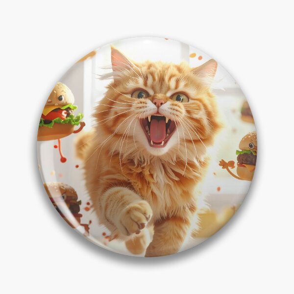 Item preview, Angry Orange Cat Chasing Living Burgers Cartoon designed and sold by OksArtStudio.