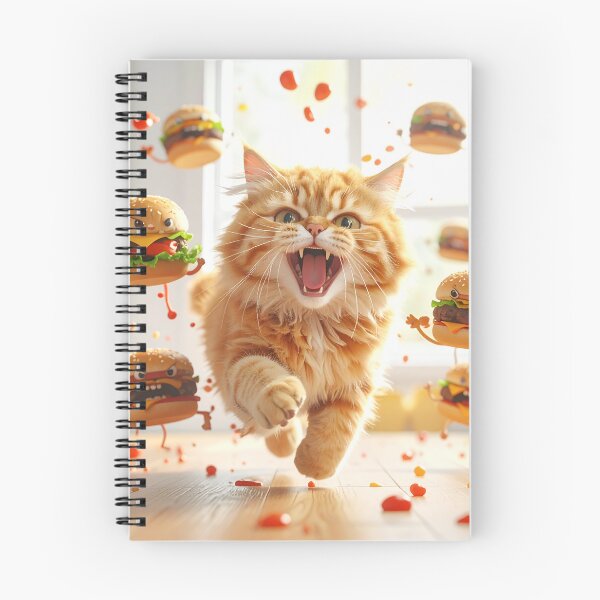 Item preview, Angry Orange Cat Chasing Living Burgers Cartoon designed and sold by OksArtStudio.