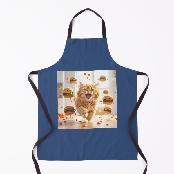 Item preview, Angry Orange Cat Chasing Living Burgers Cartoon designed and sold by OksArtStudio.