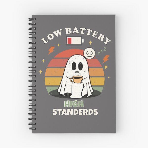 Item preview, Low Battery High Standards Cute Ghost Coffee Retro Vintage Funny Halloween T-Shirt designed and sold by jananinaveen.