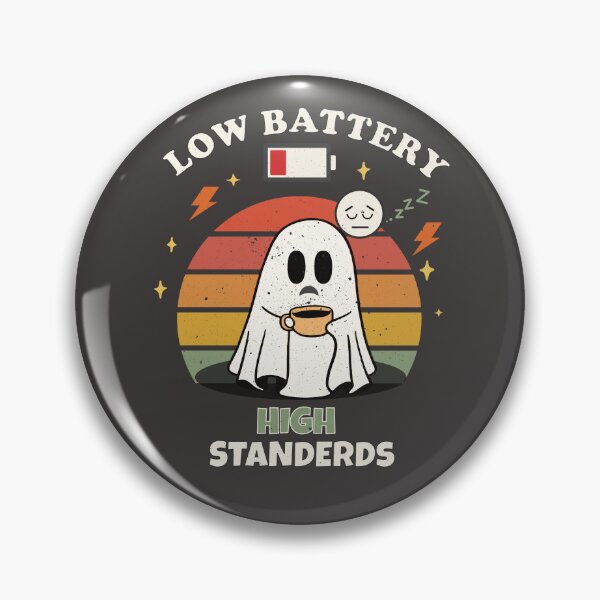 Item preview, Low Battery High Standards Cute Ghost Coffee Retro Vintage Funny Halloween T-Shirt designed and sold by jananinaveen.
