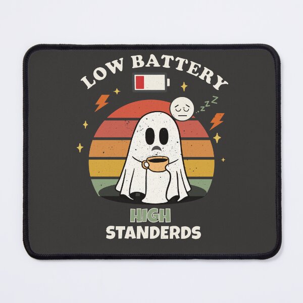 Item preview, Low Battery High Standards Cute Ghost Coffee Retro Vintage Funny Halloween T-Shirt designed and sold by jananinaveen.