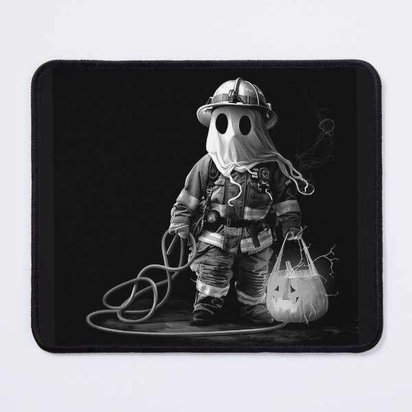 Item preview, Ghost Firefighter with Pumpkin Bucket Halloween First Responder Art designed and sold by inkoutninja.