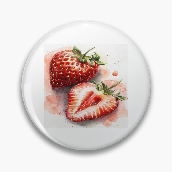 Artikelvorschau, Realistische Illustrationen von ganzen und geschnittenen Erdbeeren entworfen und verkauft von NivyasArtistry.