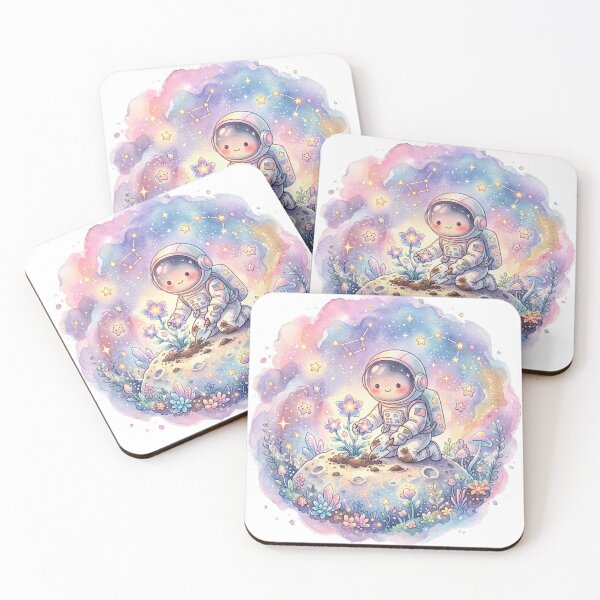 Item preview, Kawaii Astronaut Gardener Planting Flowers on the Moon | Pastel Space Garden Art designed and sold by RoyArt0.