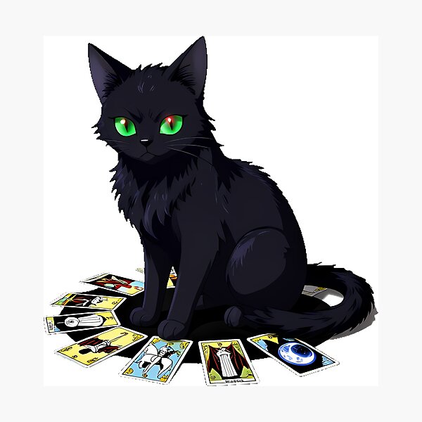 Item preview, Gothic Black Cat with Tarot Spread designed and sold by IllumeInk.