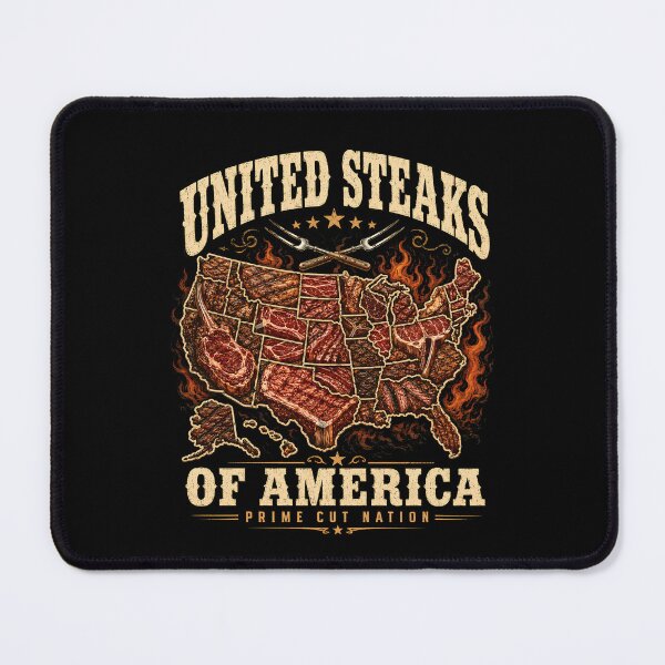 Item preview, United Steaks of America Funny BBQ Grill Master Patriotic Meat Lover designed and sold by THREE LITTLE BEANS.