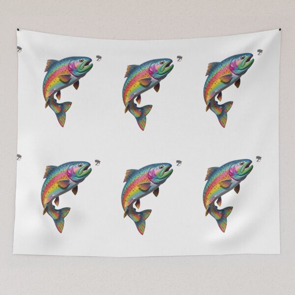 Item preview, Colorful Rainbow Trout Fly Fishing Art designed and sold by Stefanrajzer.