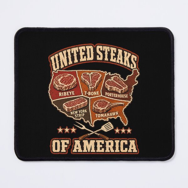 Item preview, United Steaks of America Funny BBQ Grill Master Patriotic Meat Lover designed and sold by THREE LITTLE BEANS.