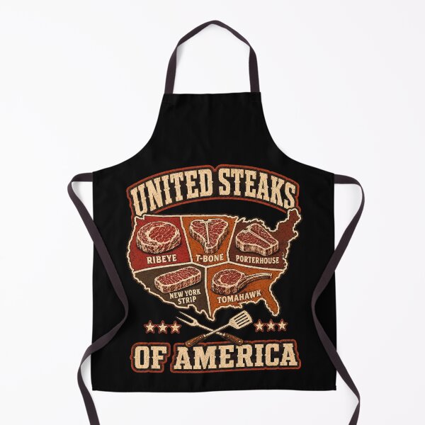 Item preview, United Steaks of America Funny BBQ Grill Master Patriotic Meat Lover designed and sold by THREE LITTLE BEANS.