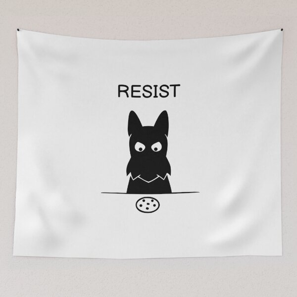 Item preview, Resist Funny Black Dog Sticker designed and sold by FUEGO & NOX.