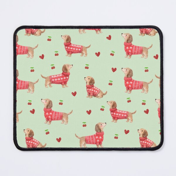 Item preview, Dachshund in Red Christmas Sweater | Watercolor Sausage Dog Pattern | Cozy Holiday Dog Lover Gift designed and sold by PaperyAndInk.